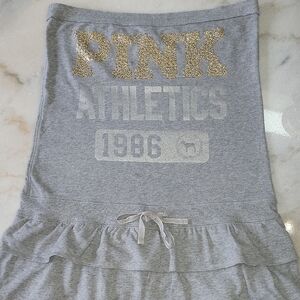 PINK Victoria's Secret Gray Ruffled Strapless Sporty Dress